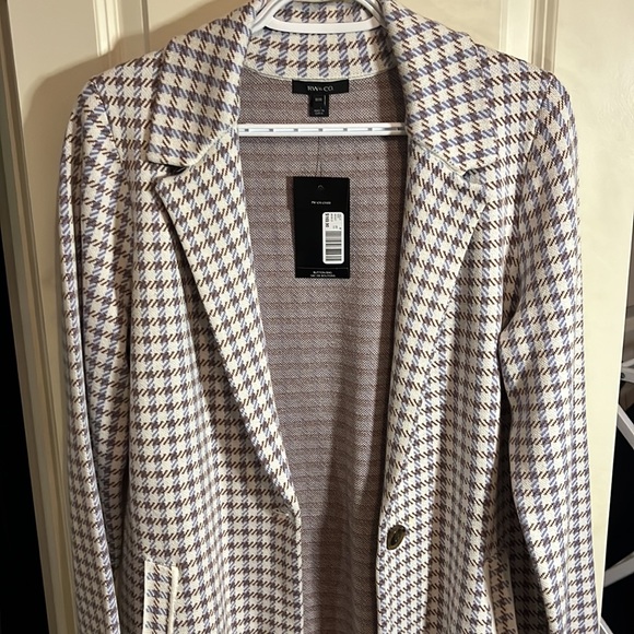 Rw & co khaki, lavender and cream houndstooth print jacket - Picture 2 of 10